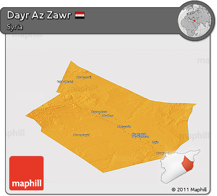 Political Panoramic Map of Dayr Az Zawr, single color outside