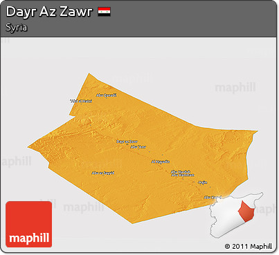 Political Panoramic Map of Dayr Az Zawr, single color outside
