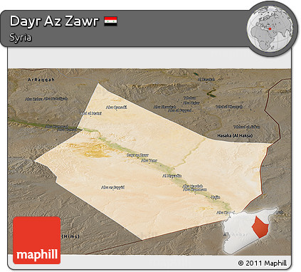 Satellite Panoramic Map of Dayr Az Zawr, darken