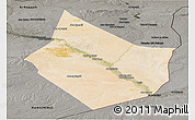 Satellite Panoramic Map of Dayr Az Zawr, darken, semi-desaturated