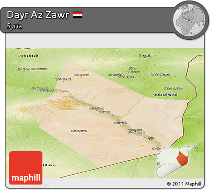 Satellite Panoramic Map of Dayr Az Zawr, physical outside