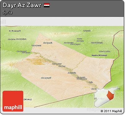 Satellite Panoramic Map of Dayr Az Zawr, physical outside