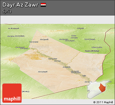 Satellite Panoramic Map of Dayr Az Zawr, physical outside