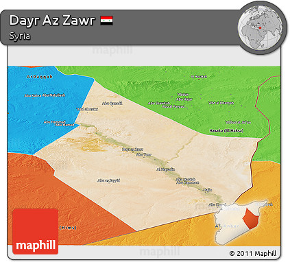 Satellite Panoramic Map of Dayr Az Zawr, political outside