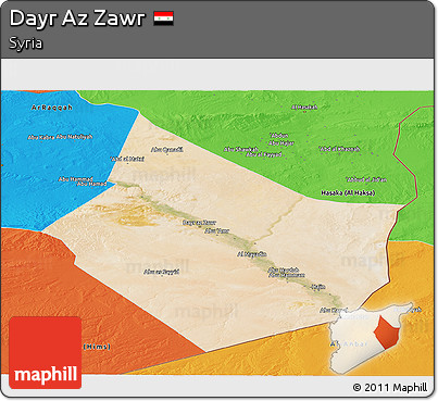 Satellite Panoramic Map of Dayr Az Zawr, political outside