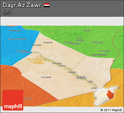 Satellite Panoramic Map of Dayr Az Zawr, political outside