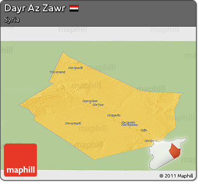 Savanna Style Panoramic Map of Dayr Az Zawr, single color outside