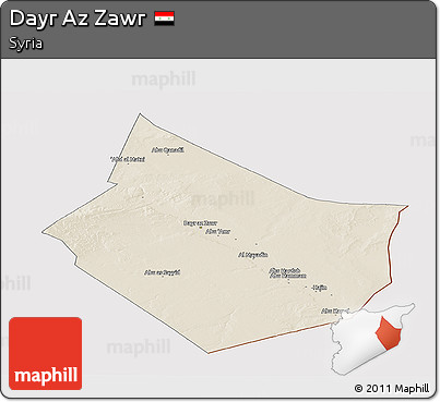 Shaded Relief Panoramic Map of Dayr Az Zawr, cropped outside