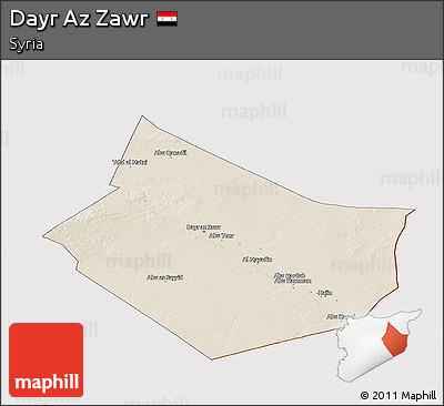 Shaded Relief Panoramic Map of Dayr Az Zawr, cropped outside