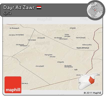 Shaded Relief Panoramic Map of Dayr Az Zawr