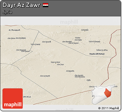 Shaded Relief Panoramic Map of Dayr Az Zawr
