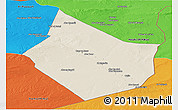Shaded Relief Panoramic Map of Dayr Az Zawr, political outside