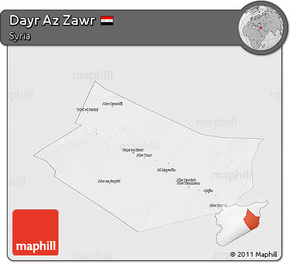 Silver Style Panoramic Map of Dayr Az Zawr, single color outside