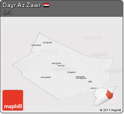 Silver Style Panoramic Map of Dayr Az Zawr, single color outside