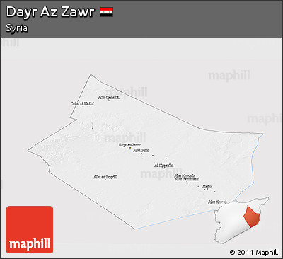 Silver Style Panoramic Map of Dayr Az Zawr, single color outside