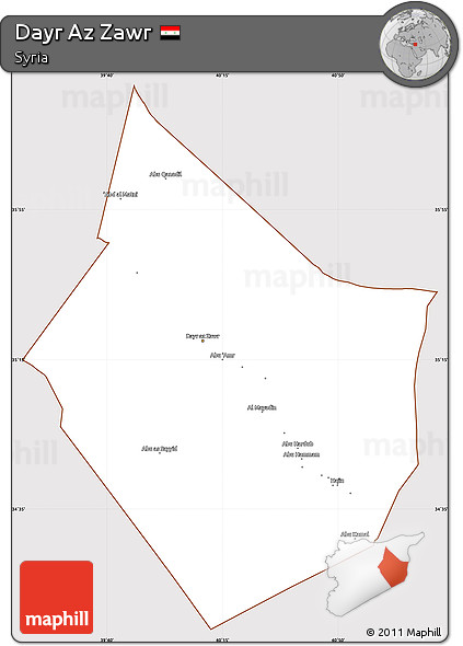Classic Style Simple Map of Dayr Az Zawr, cropped outside