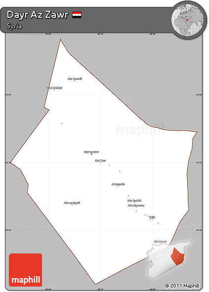 Gray Simple Map of Dayr Az Zawr, cropped outside