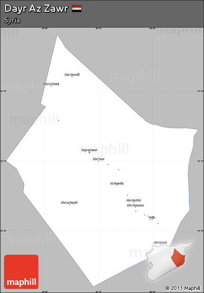 Gray Simple Map of Dayr Az Zawr, single color outside