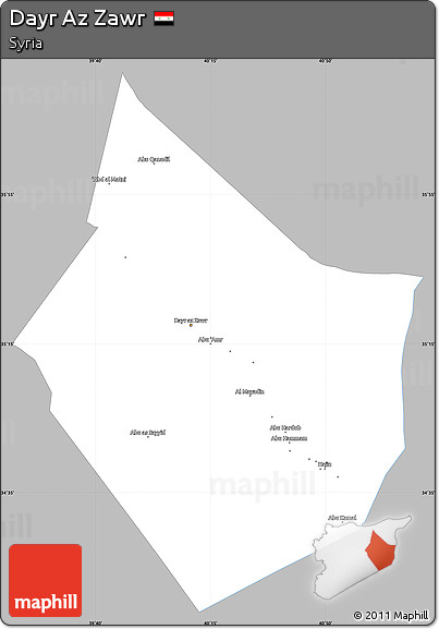 Gray Simple Map of Dayr Az Zawr, single color outside