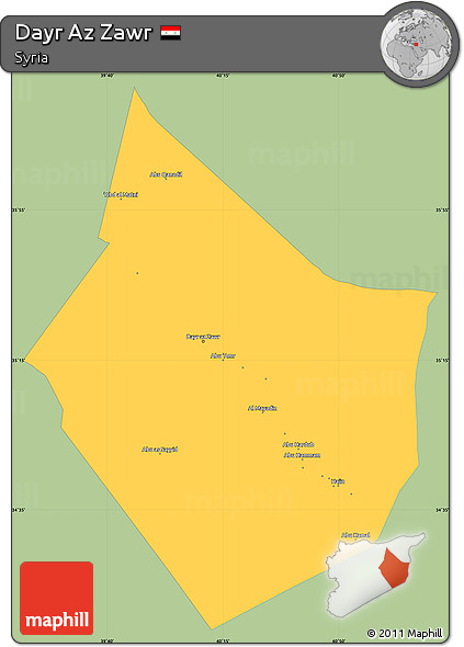 Savanna Style Simple Map of Dayr Az Zawr, single color outside