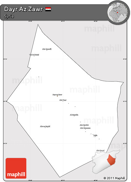 Silver Style Simple Map of Dayr Az Zawr, cropped outside