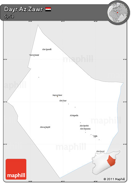 Silver Style Simple Map of Dayr Az Zawr, single color outside