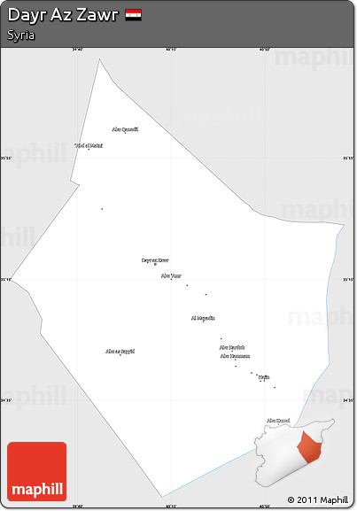 Silver Style Simple Map of Dayr Az Zawr, single color outside