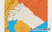 Shaded Relief Map of Dimashq, political outside