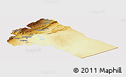 Physical Panoramic Map of Dimashq, cropped outside