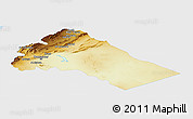 Physical Panoramic Map of Dimashq, single color outside