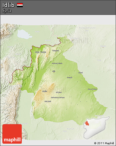 Physical 3D Map of Idlib, lighten