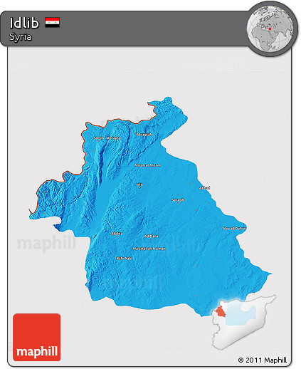 Political 3D Map of Idlib, cropped outside