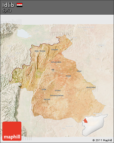 Satellite 3D Map of Idlib, lighten