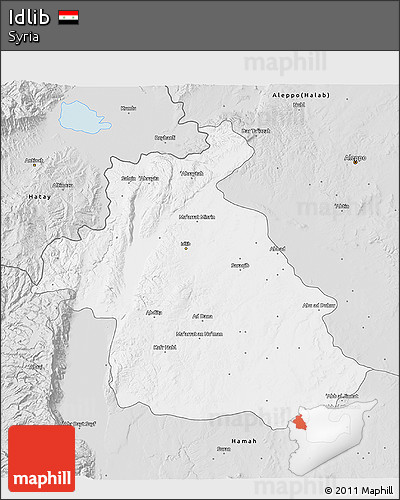 Silver Style 3D Map of Idlib