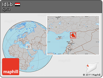 Gray Location Map of Idlib
