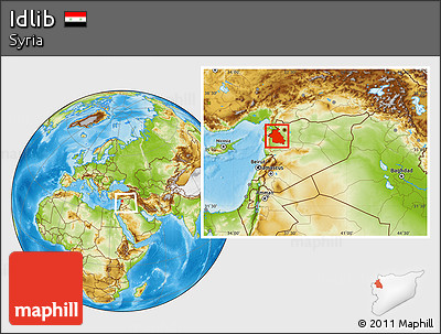 Physical Location Map of Idlib, within the entire country