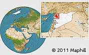 Satellite Location Map of Idlib, highlighted country, within the entire country