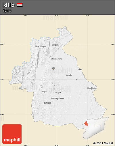 Classic Style Map of Idlib, single color outside