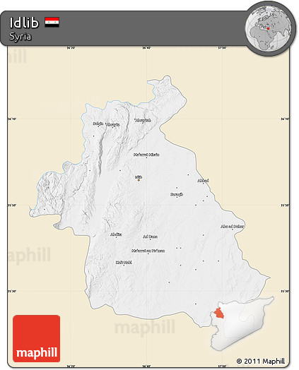 Classic Style Map of Idlib, single color outside