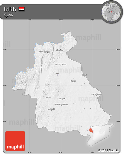 Gray Map of Idlib, single color outside