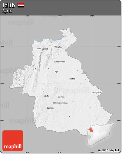 Gray Map of Idlib, single color outside