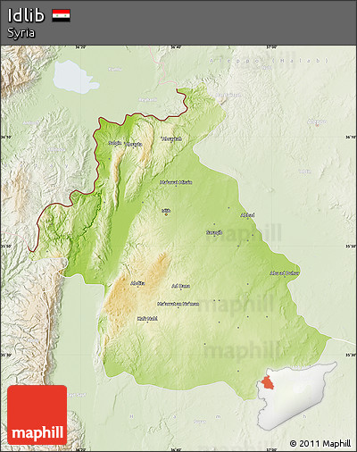 Physical Map of Idlib, lighten