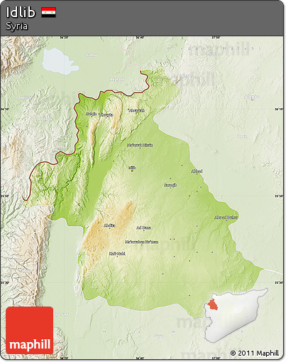 Physical Map of Idlib, lighten
