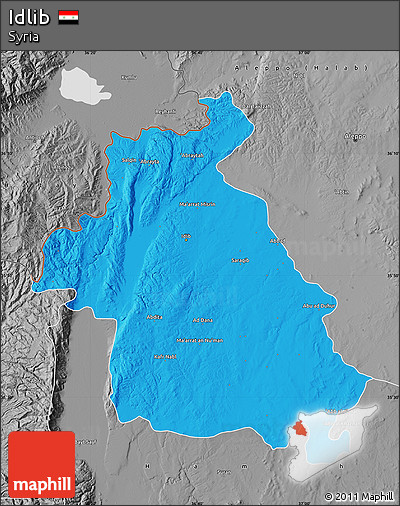 Political Map of Idlib, desaturated