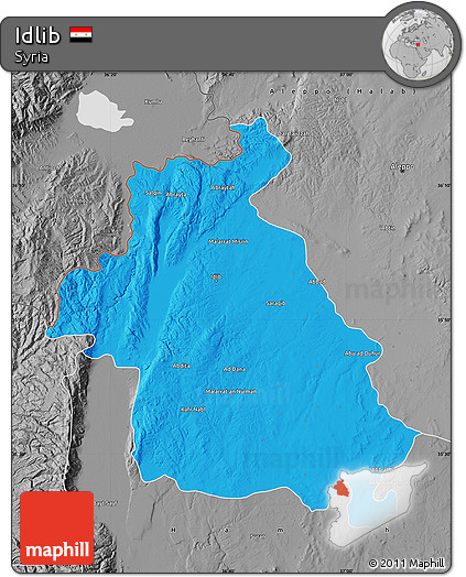 Political Map of Idlib, desaturated