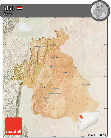 Satellite Map of Idlib, lighten