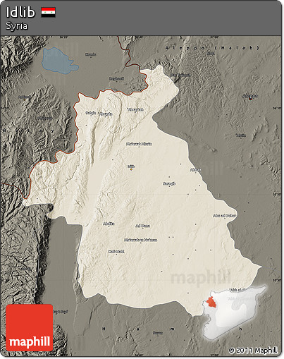 Shaded Relief Map of Idlib, darken