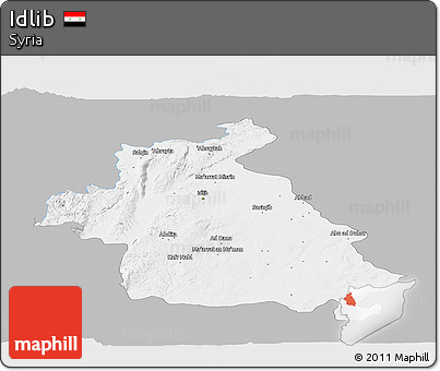 Gray Panoramic Map of Idlib, single color outside