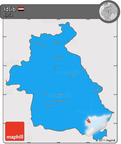 Political Simple Map of Idlib, cropped outside