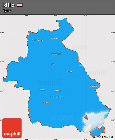 Political Simple Map of Idlib, cropped outside